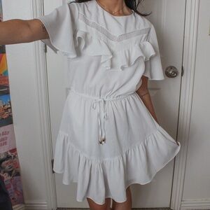 Elegant White Ruffle Dress